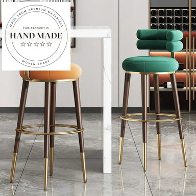 Modern Velvet Counter Height Bar Stool with Sturdy Metal Legs