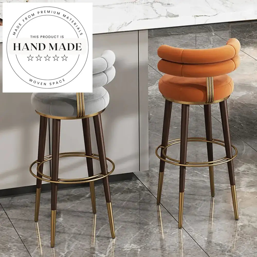Modern Velvet Counter Height Bar Stool with Sturdy Metal Legs