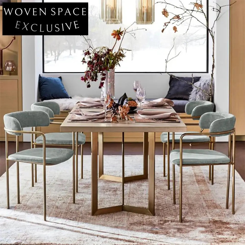 Modern Velvet Dining Chair with Metal Legs for Restaurant Cafe Home Seating