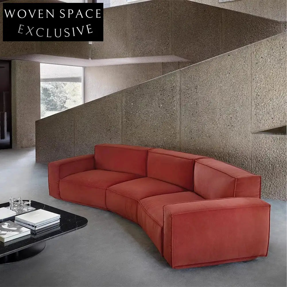 Modern Velvet Fabric Cambered Design Sofa Set for Elegant Living Room