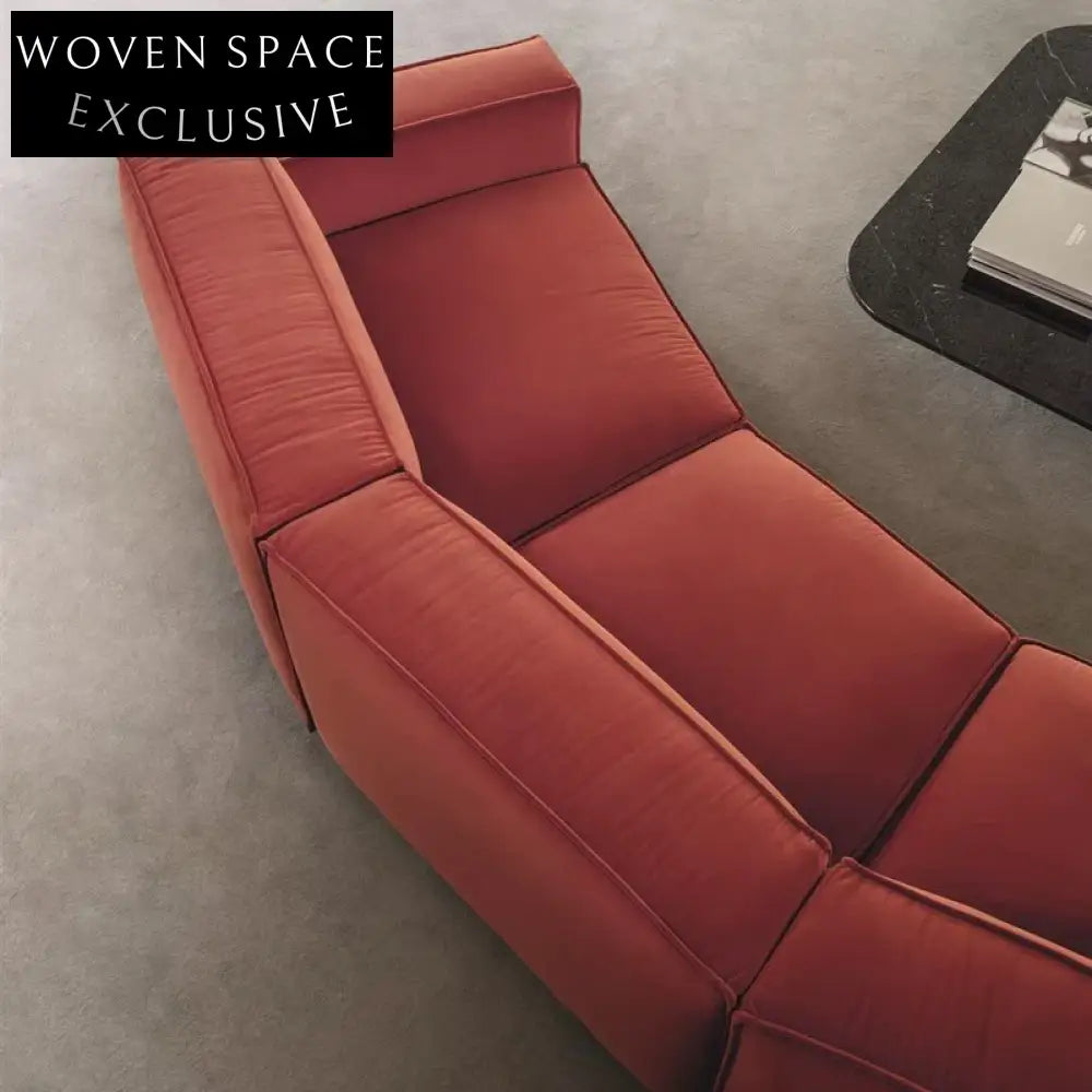 Modern Velvet Fabric Cambered Design Sofa Set for Elegant Living Room