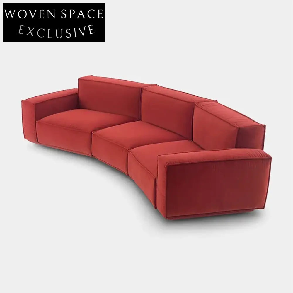 Modern Velvet Fabric Cambered Design Sofa Set for Elegant Living Room