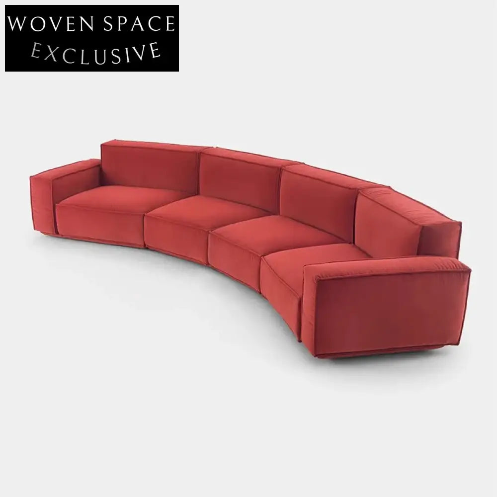 Modern Velvet Fabric Cambered Design Sofa Set for Elegant Living Room