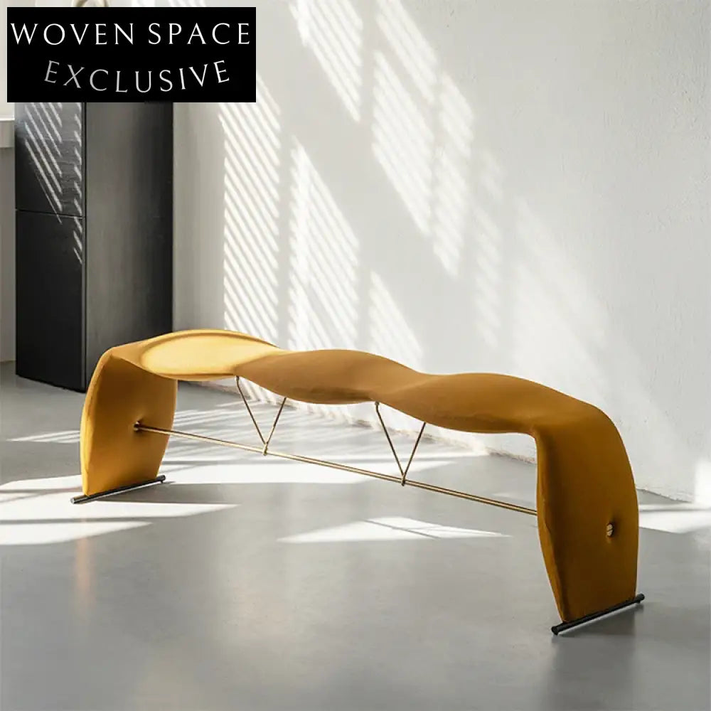 Modern Velvet Fabric Gold Metal Legs Luxury Ottoman Bed End Stool