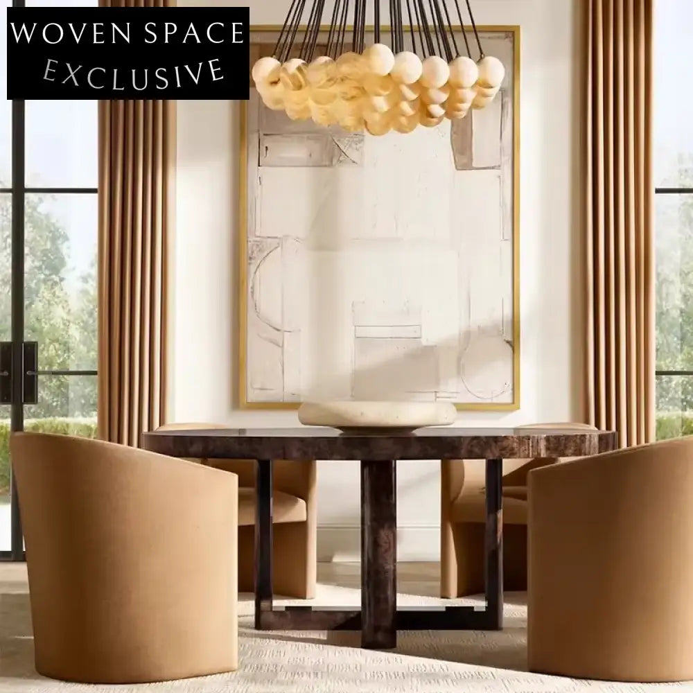 Modern Velvet Fabric High Back Armrest Dining Chair for Luxury Home Dining