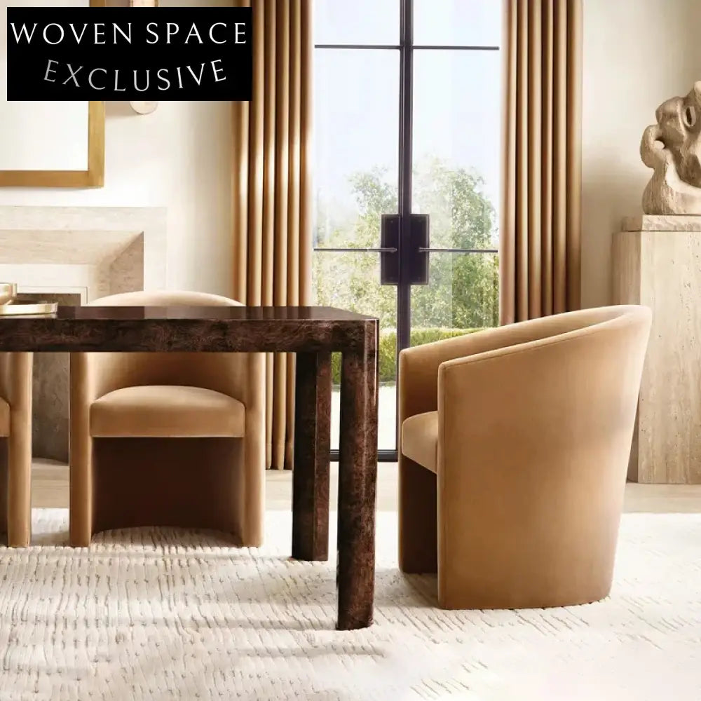 Modern Velvet Fabric High Back Armrest Dining Chair for Luxury Home Dining