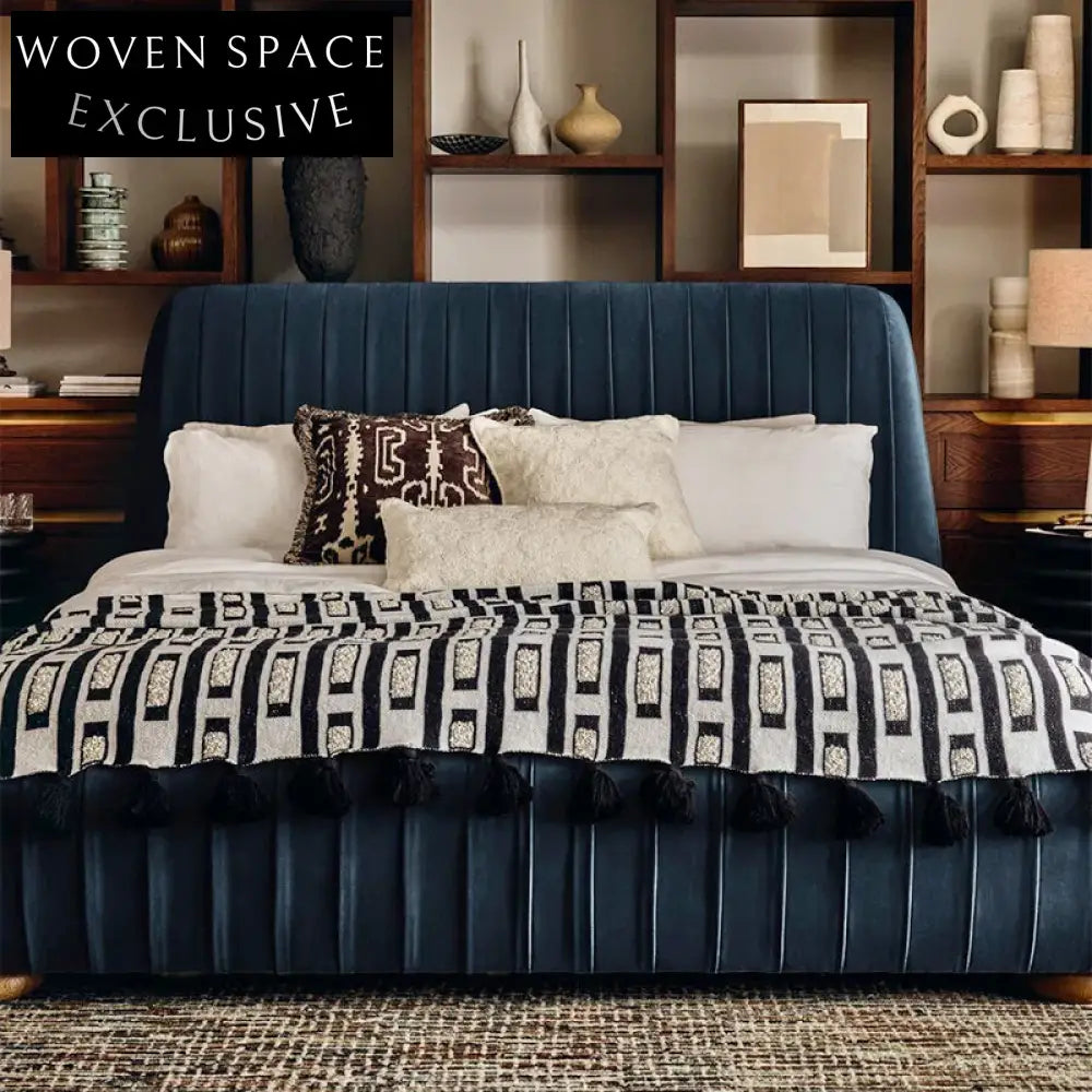Modern Velvet Fabric King Bed, Solid Wood Frame, Luxurious Designer Style Furniture