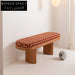 Modern Velvet Fabric Lounge Ottoman Bench with Solid Wood Legs