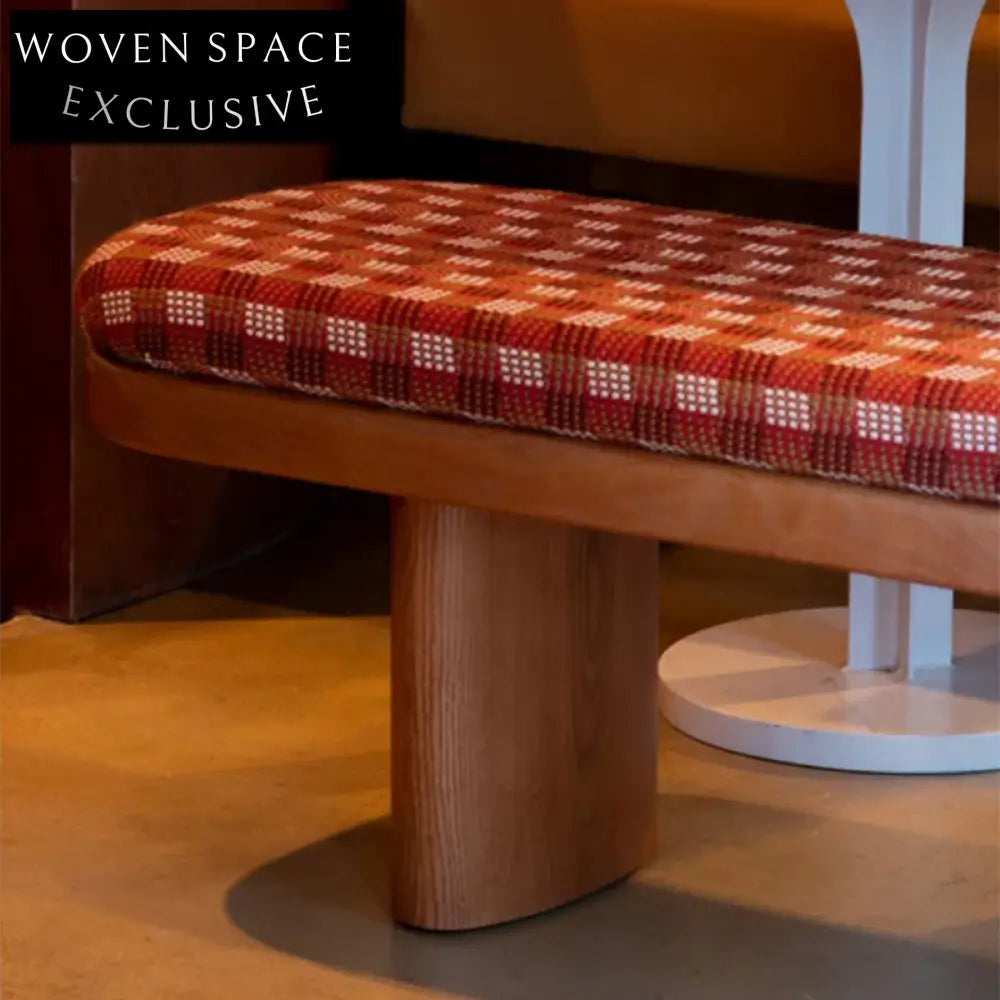 Modern Velvet Fabric Lounge Ottoman Bench with Solid Wood Legs