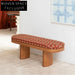 Modern Velvet Fabric Lounge Ottoman Bench with Solid Wood Legs