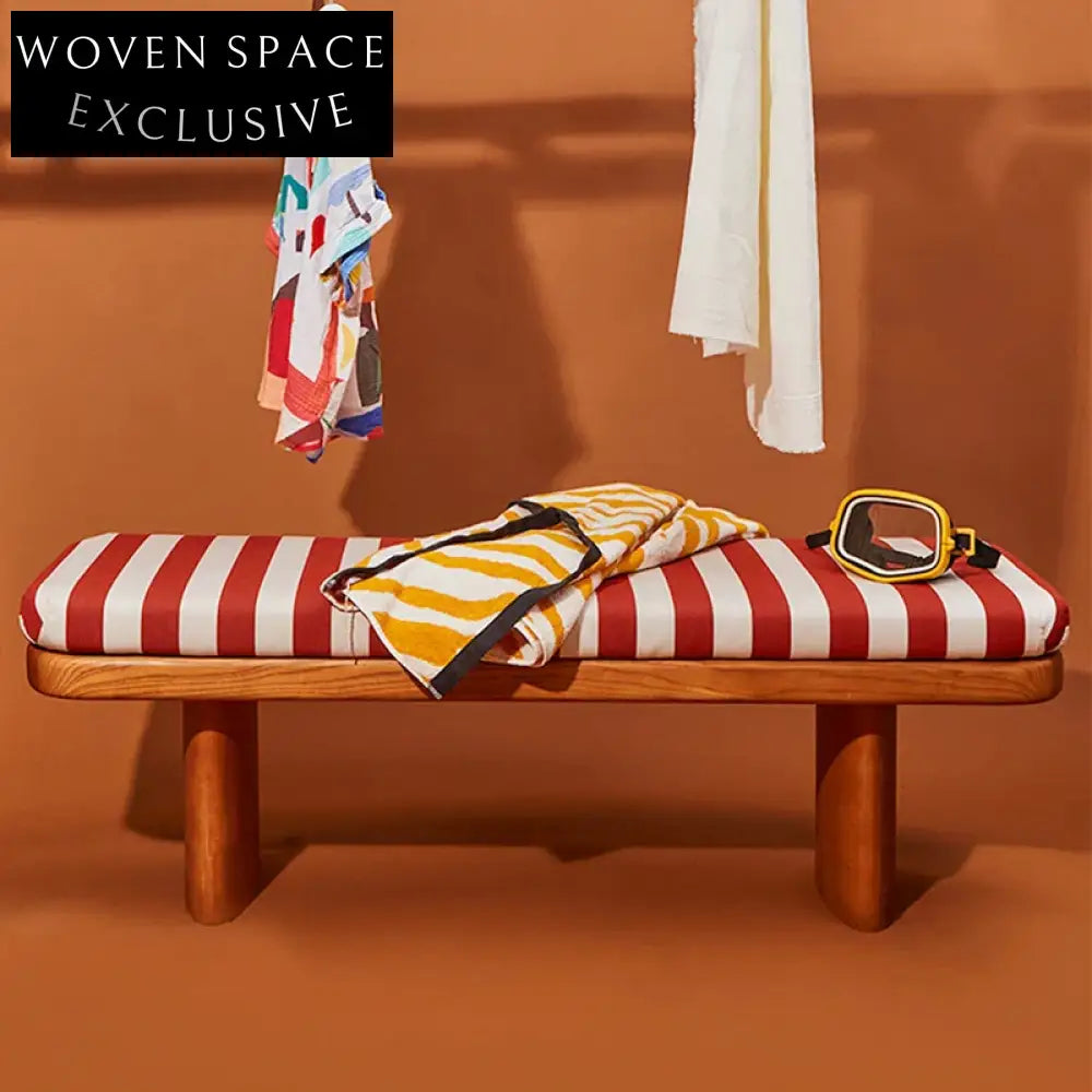 Modern Velvet Fabric Lounge Ottoman Bench with Solid Wood Legs