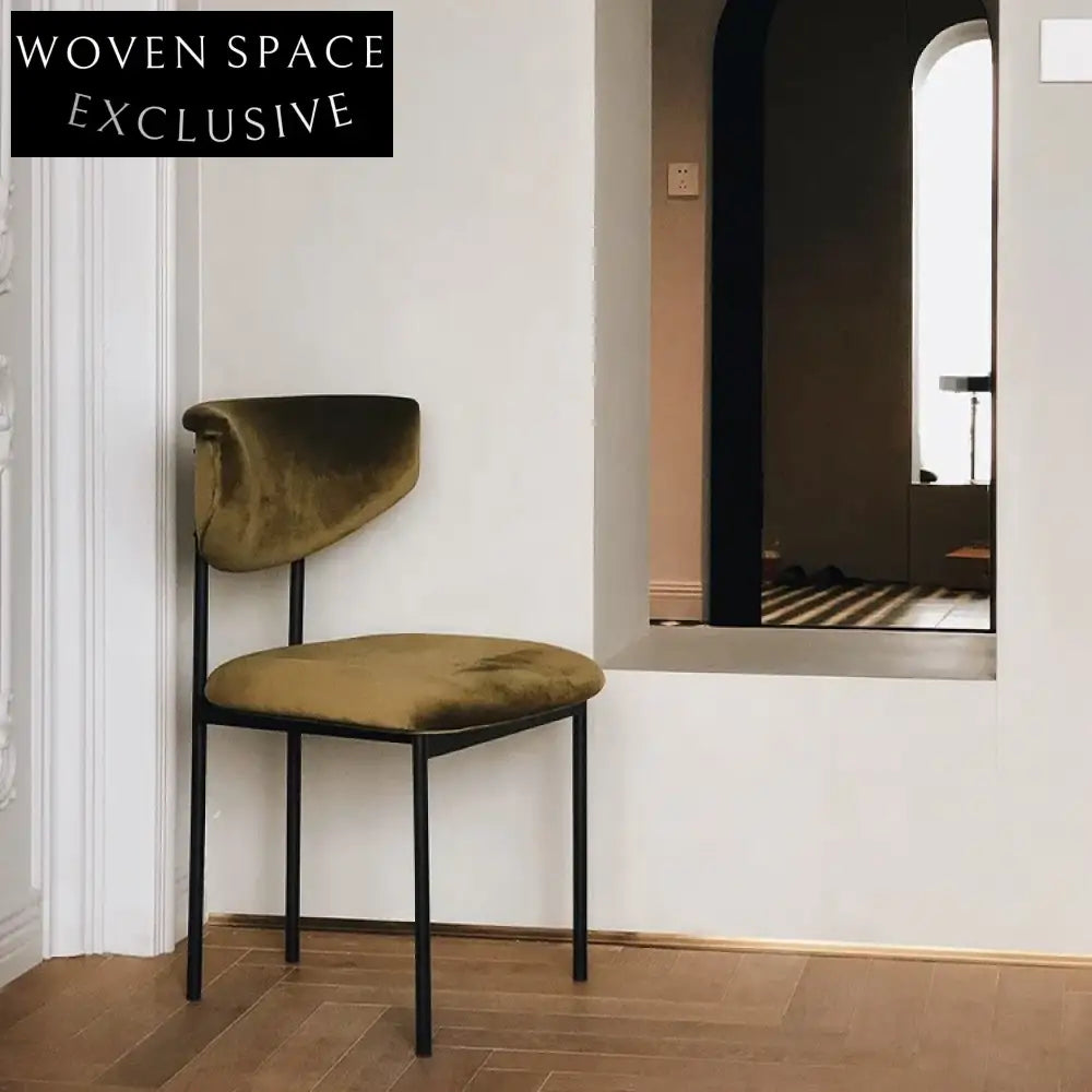 Modern Velvet Fabric Metal Dining Chair with Comfortable Backrest Design