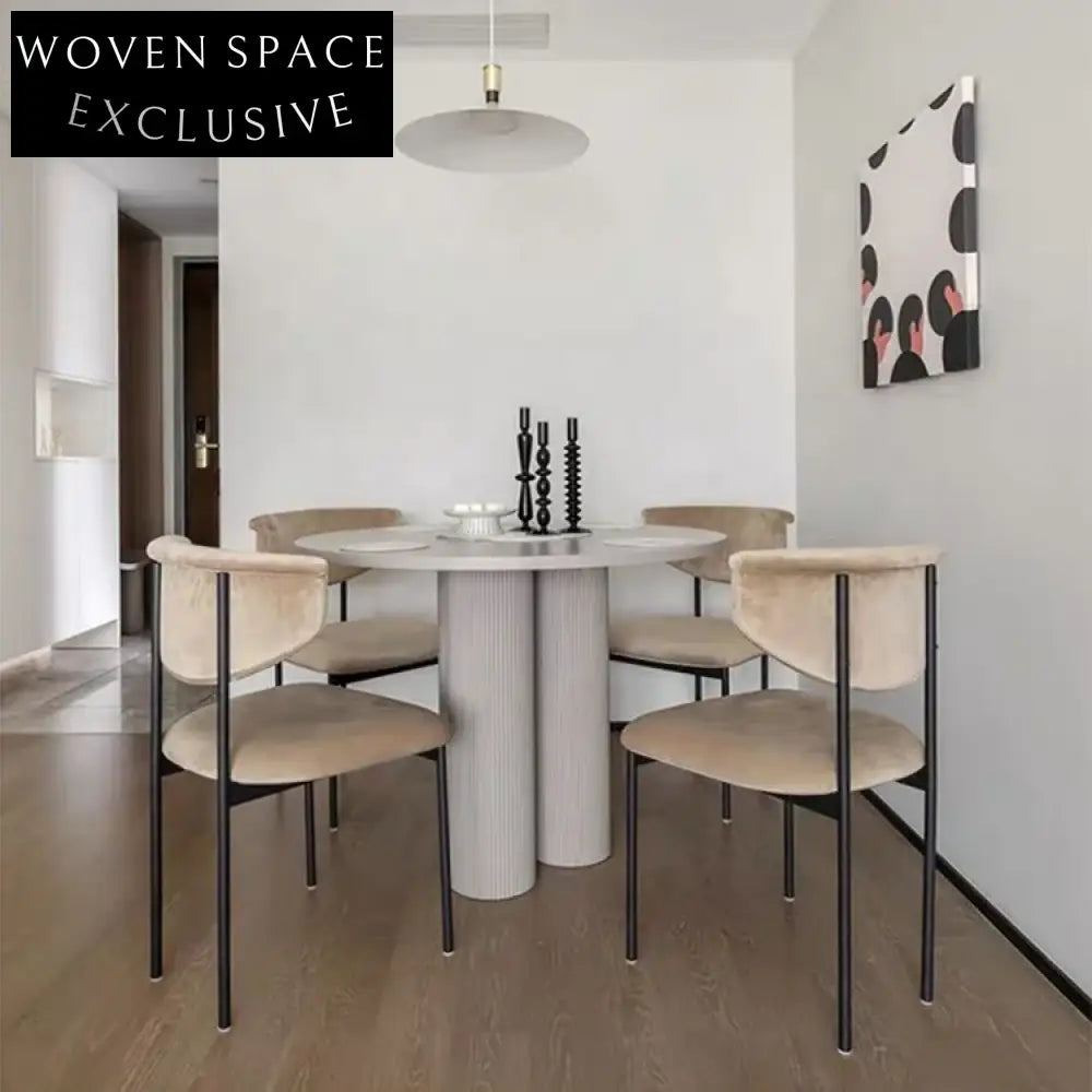 Modern Velvet Fabric Metal Dining Chair with Comfortable Backrest Design