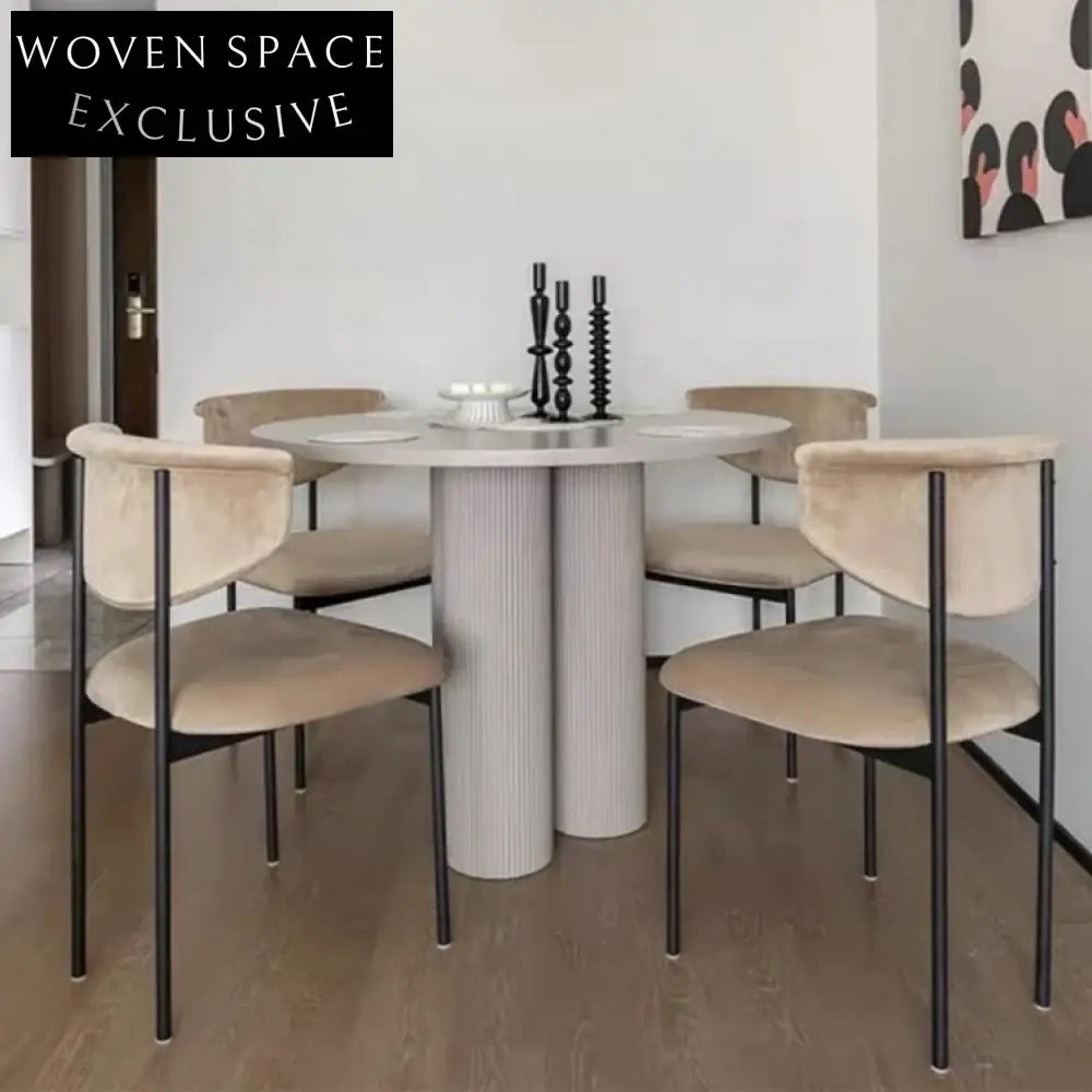 Modern Velvet Fabric Metal Dining Chair with Comfortable Backrest Design