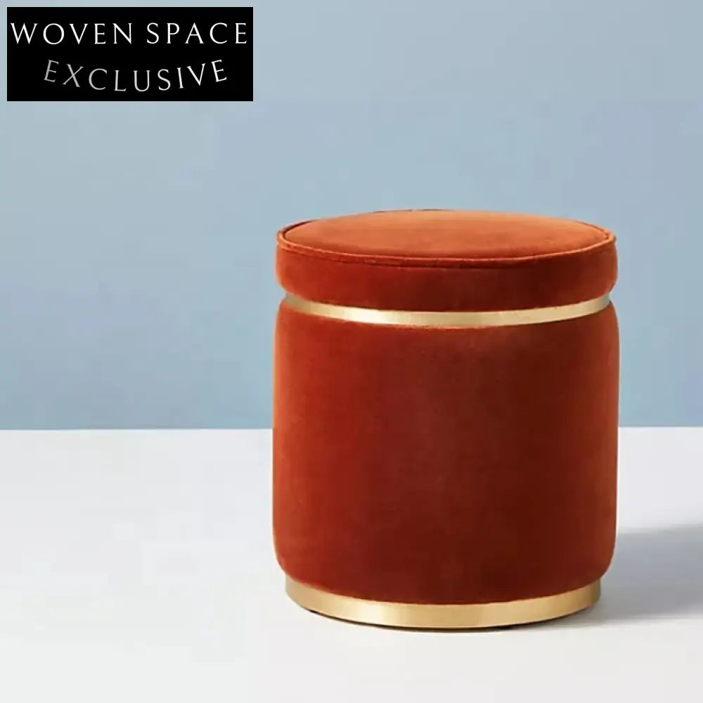 Modern Velvet Fabric Round Design Pouf Ottoman for Stylish Home Decor