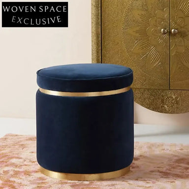 Modern Velvet Fabric Round Design Pouf Ottoman for Stylish Home Decor
