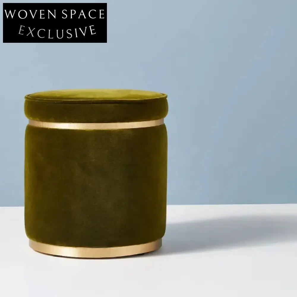 Modern Velvet Fabric Round Design Pouf Ottoman for Stylish Home Decor