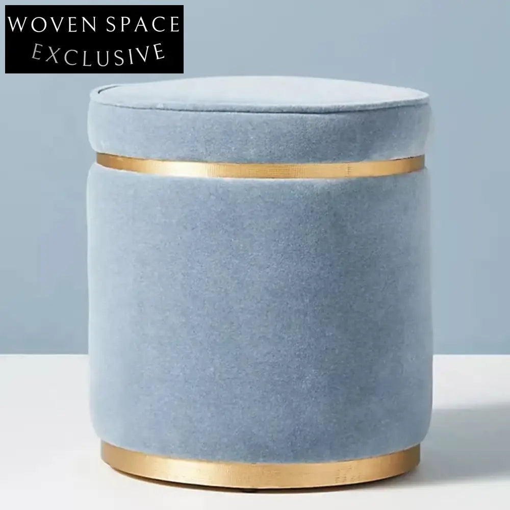 Modern Velvet Fabric Round Design Pouf Ottoman for Stylish Home Decor