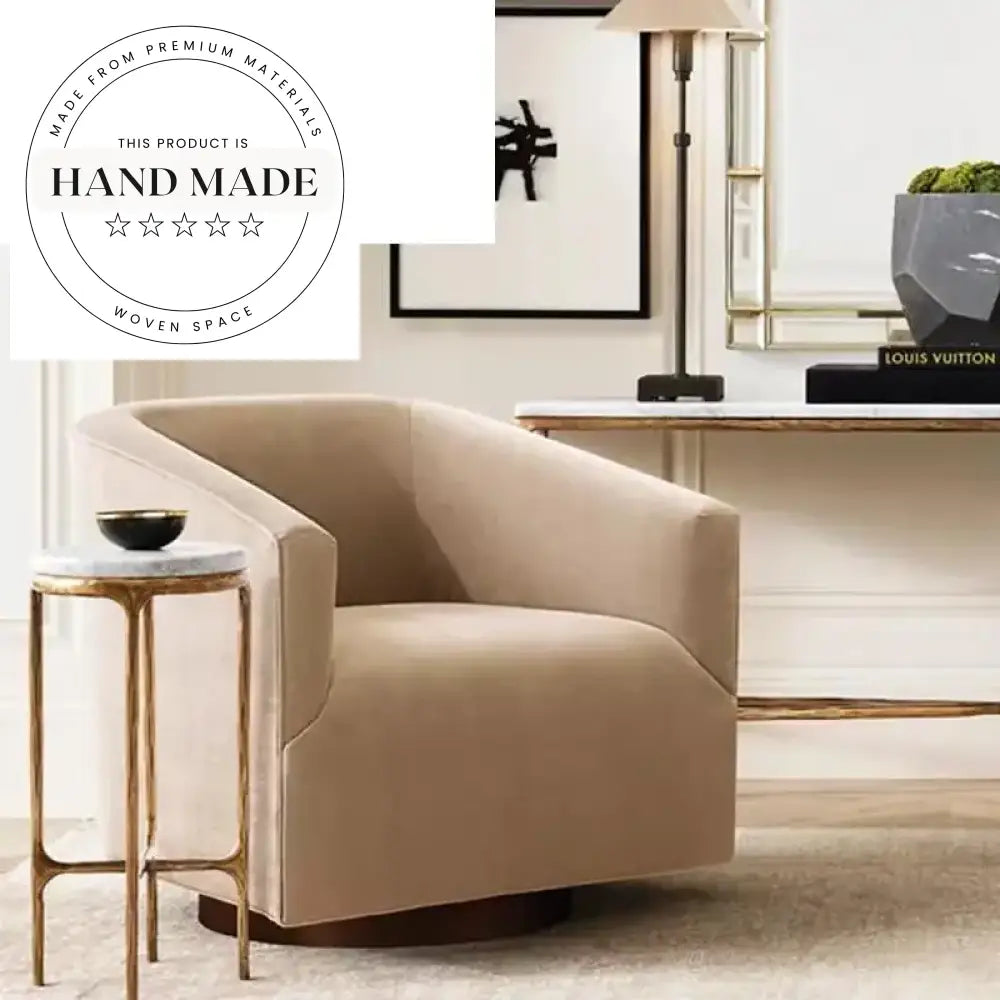 Modern Velvet Fabric Swivel Leisure Chair for Living Room & Lounge Spaces