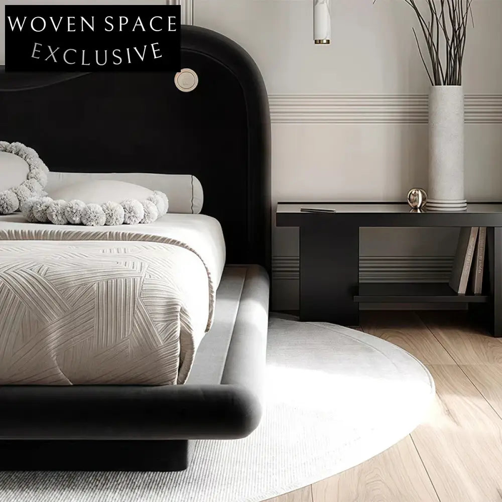 Modern Velvet Fabric Upholstered King Size Wooden Bed Frame High Headboard