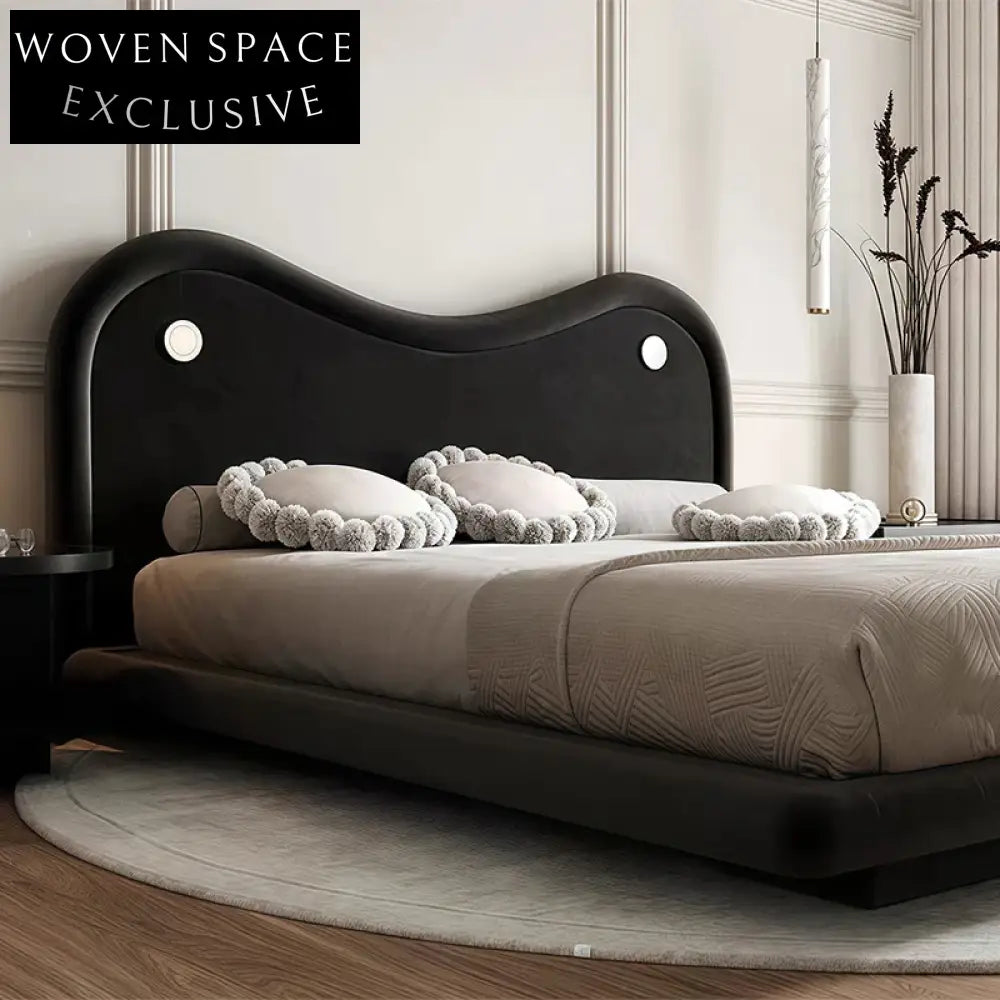 Modern Velvet Fabric Upholstered King Size Wooden Bed Frame High Headboard