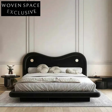 Modern Velvet Fabric Upholstered King Size Wooden Bed Frame High Headboard