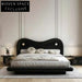 Modern Velvet Fabric Upholstered King Size Wooden Bed Frame High Headboard