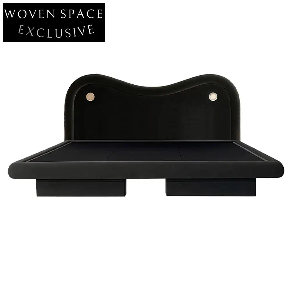 Modern Velvet Fabric Upholstered King Size Wooden Bed Frame High Headboard