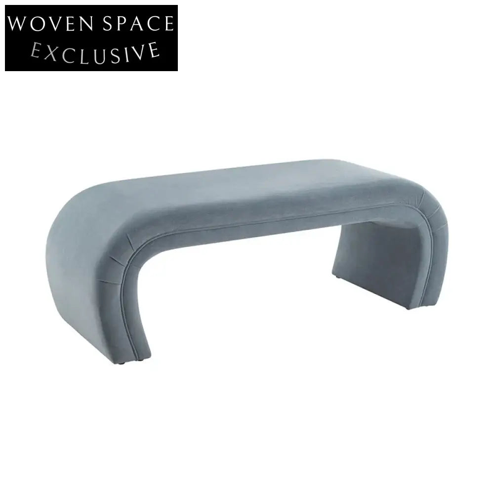 Modern Velvet Fabric Upholstered Long Ottoman Bench for Living Room Entryway