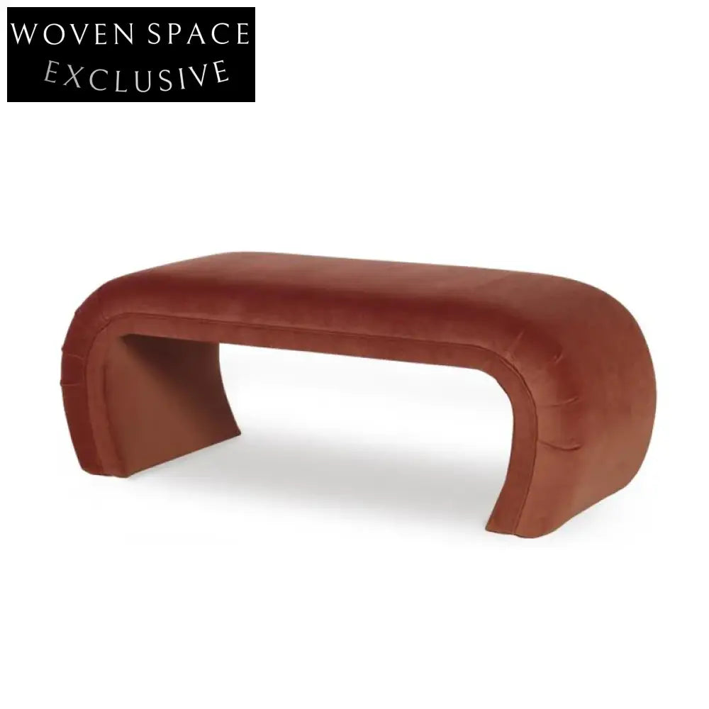 Modern Velvet Fabric Upholstered Long Ottoman Bench for Living Room Entryway