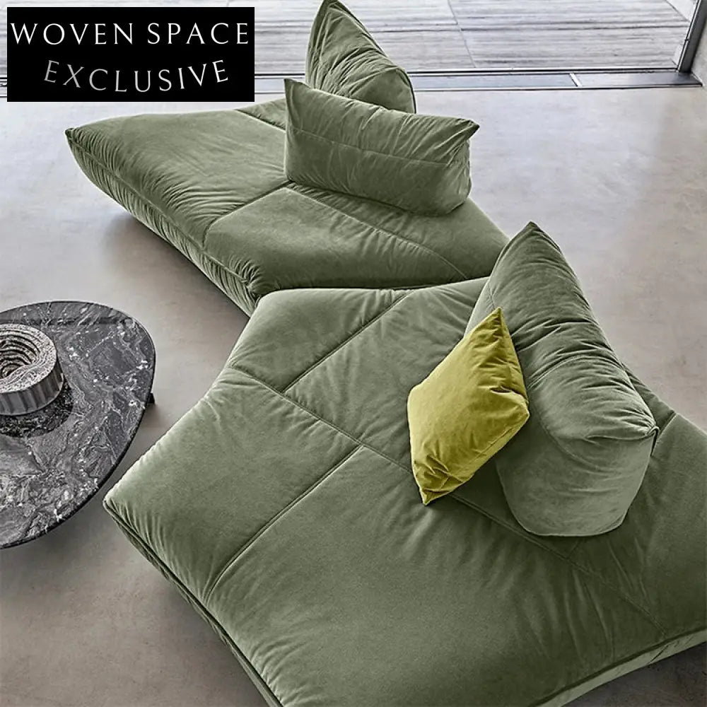 Modern Velvet Full Sponge Floor Sofa Set Luxury Living Room Lounger