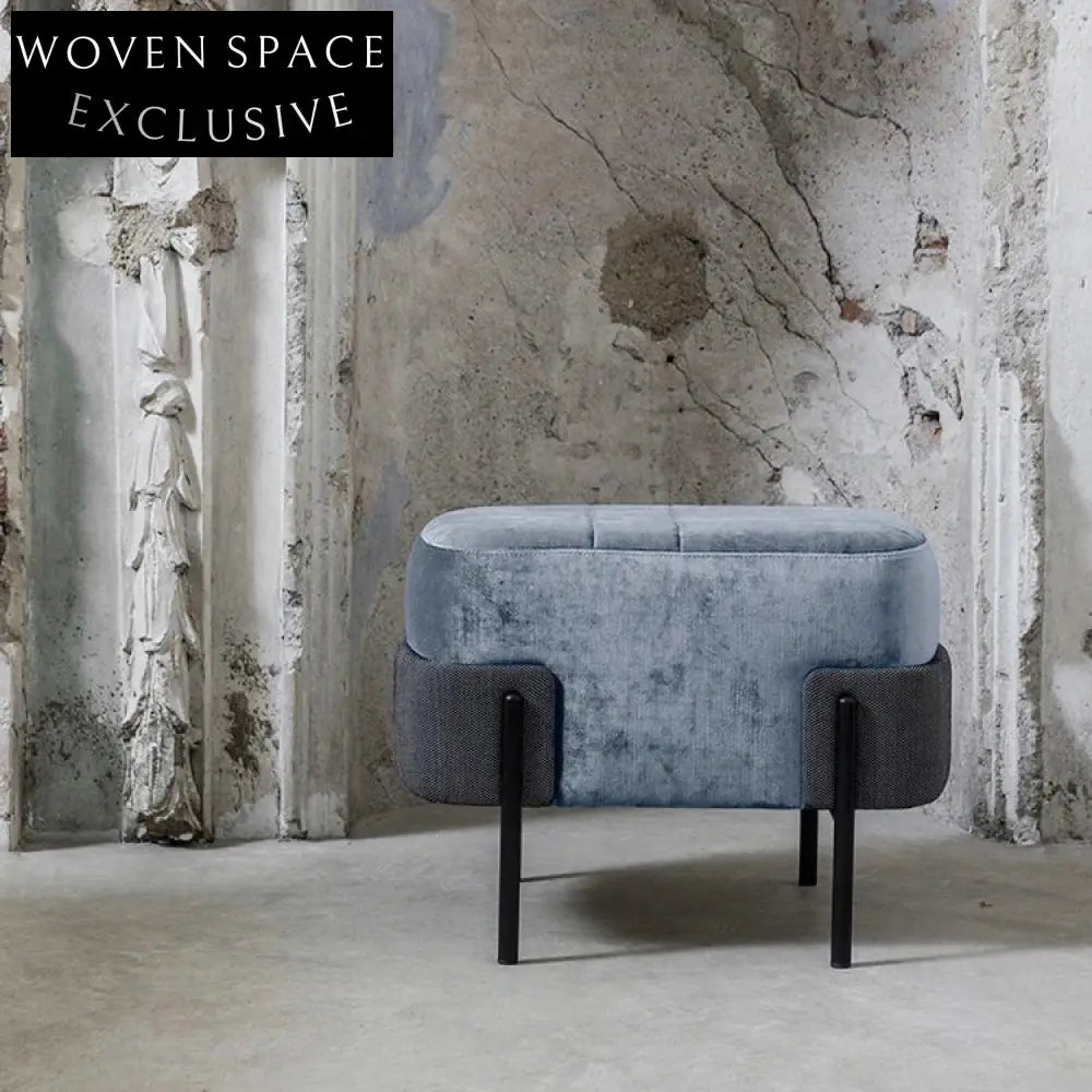 Modern Velvet Gold Metal Legs Living Room Accent Ottoman Bench Stool