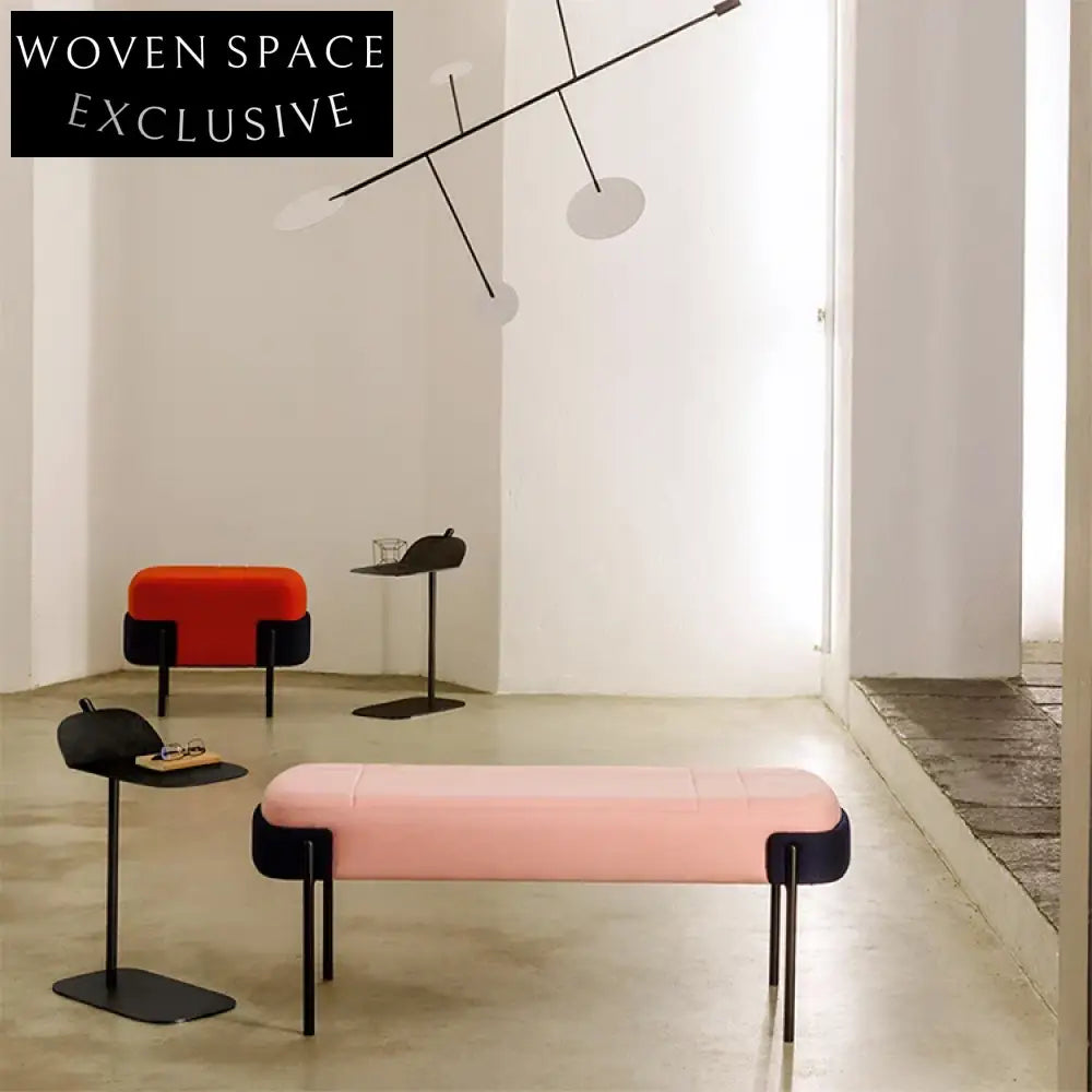 Modern Velvet Gold Metal Legs Living Room Accent Ottoman Bench Stool