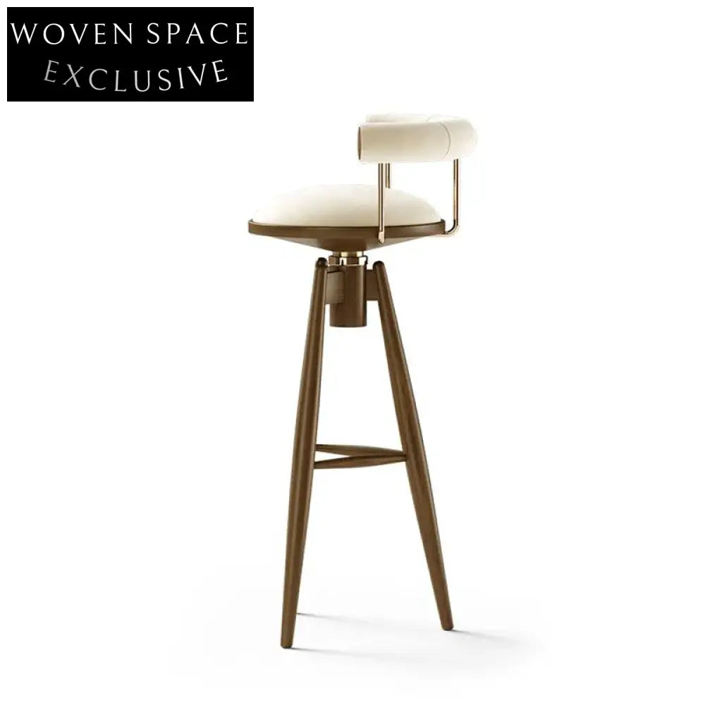 Modern Velvet High Bar Stool with Curved Backrest and Metal Legs