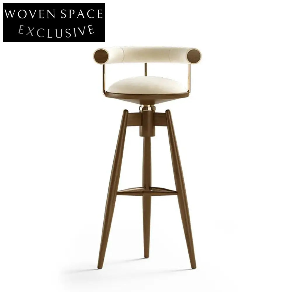 Modern Velvet High Bar Stool with Curved Backrest and Metal Legs