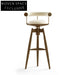 Modern Velvet High Bar Stool with Curved Backrest and Metal Legs