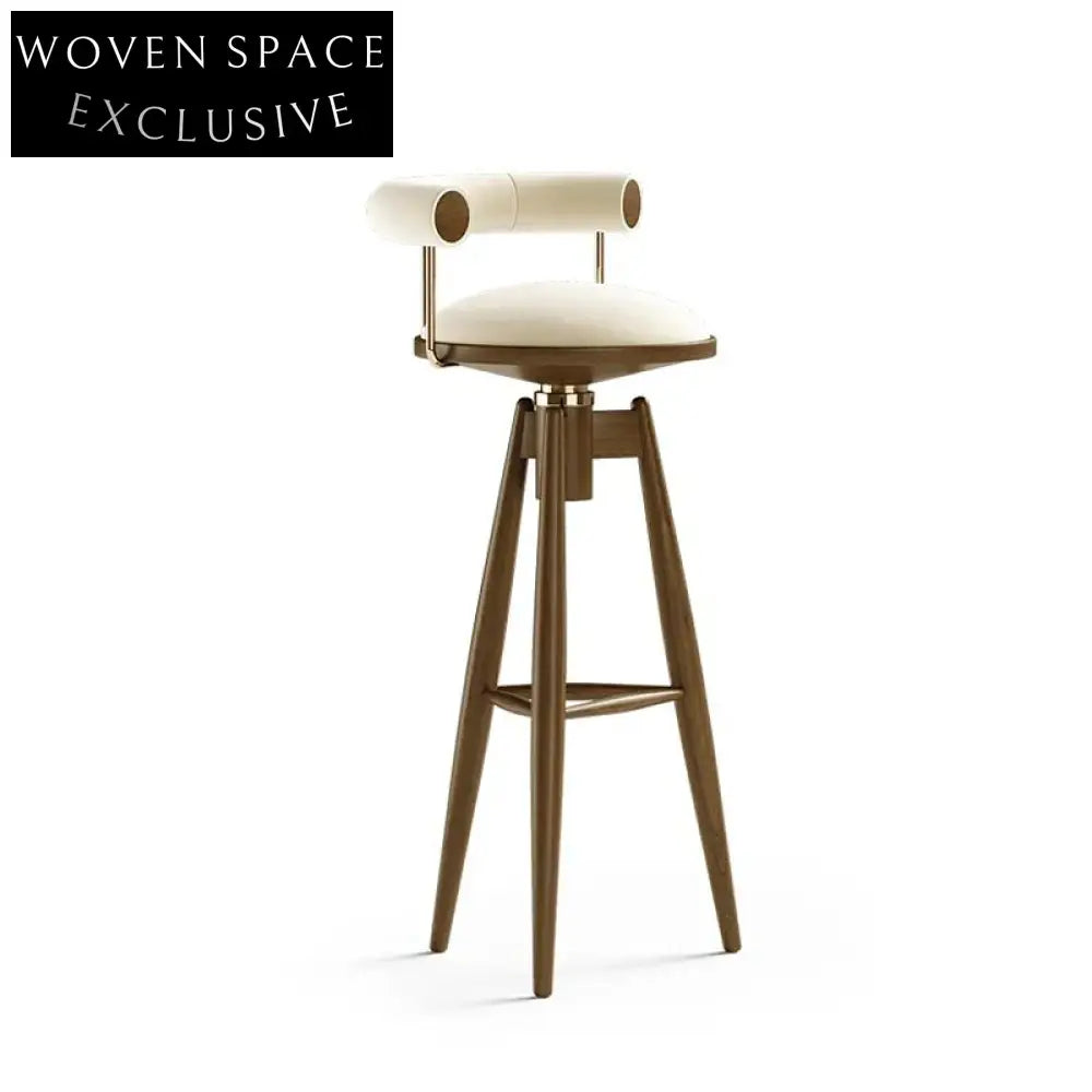 Modern Velvet High Bar Stool with Curved Backrest and Metal Legs
