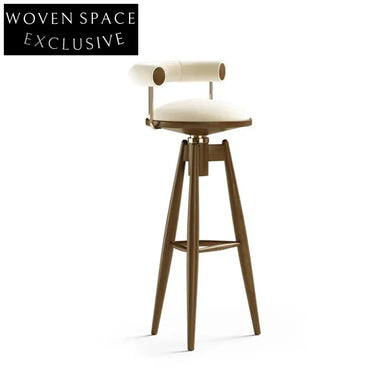 Modern Velvet High Bar Stool with Curved Backrest and Metal Legs