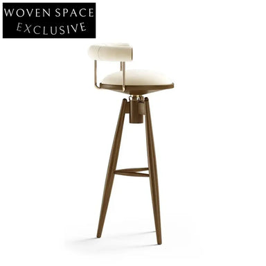 Modern Velvet High Bar Stool with Curved Backrest and Metal Legs