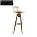 Modern Velvet High Bar Stool with Curved Backrest and Metal Legs