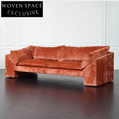Modern Velvet I-Shape Three-Seater Sofa for Contemporary Living Rooms