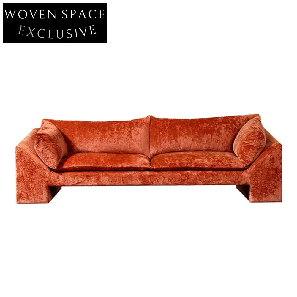 Modern Velvet I-Shape Three-Seater Sofa for Contemporary Living Rooms