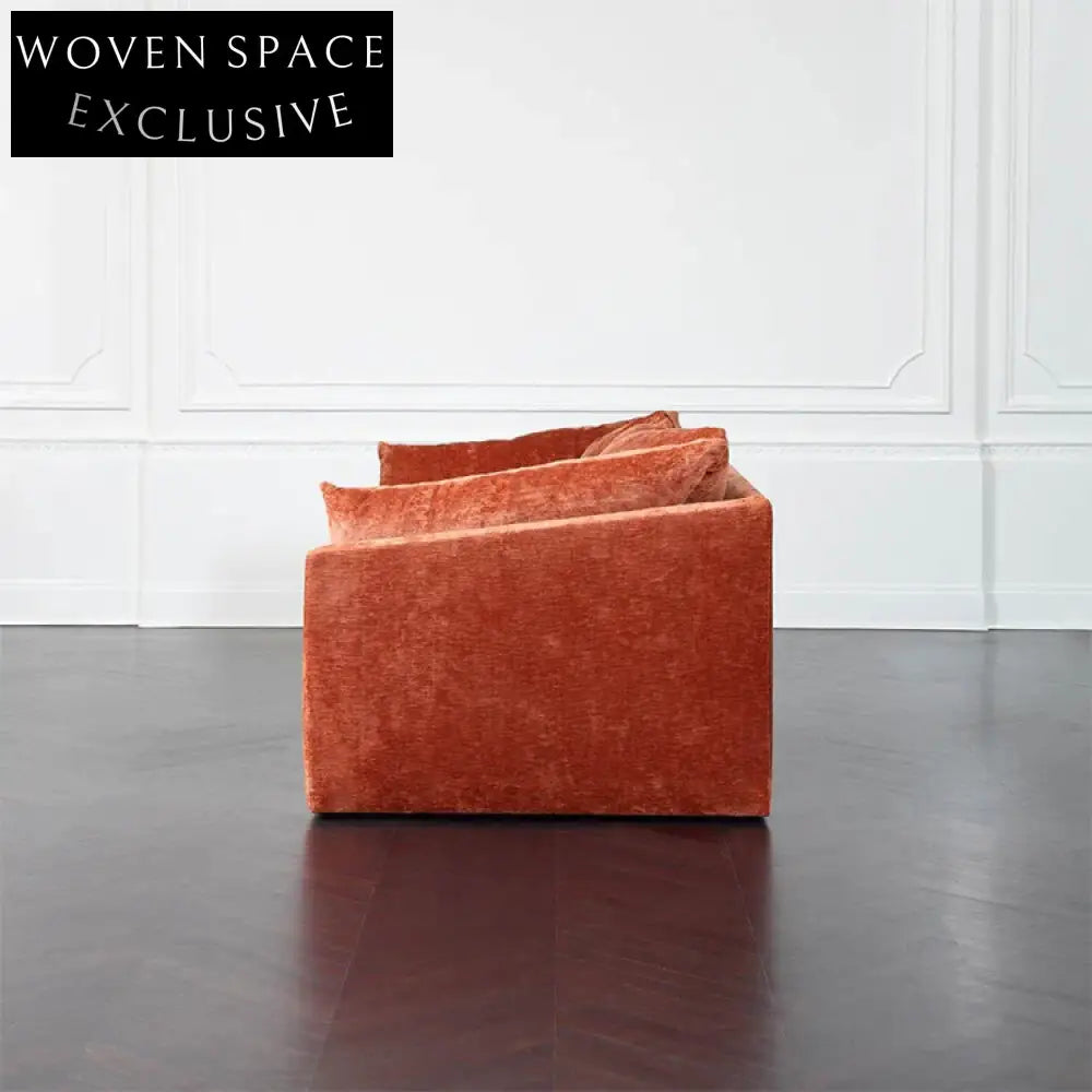 Modern Velvet I-Shape Three-Seater Sofa for Contemporary Living Rooms