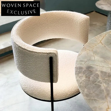 Modern Velvet Lamb Wool Fabric Arm Dining Chair
