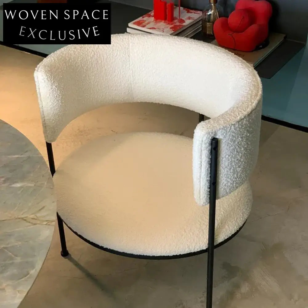 Modern Velvet Lamb Wool Fabric Arm Dining Chair
