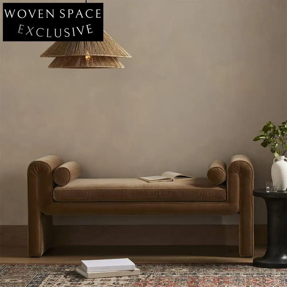 Modern Velvet Leisure Lounge Ottoman Bench for Bed End Seating