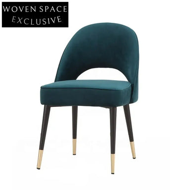Modern Velvet Nordic Dining Chair with Wooden Legs & Gold Accents