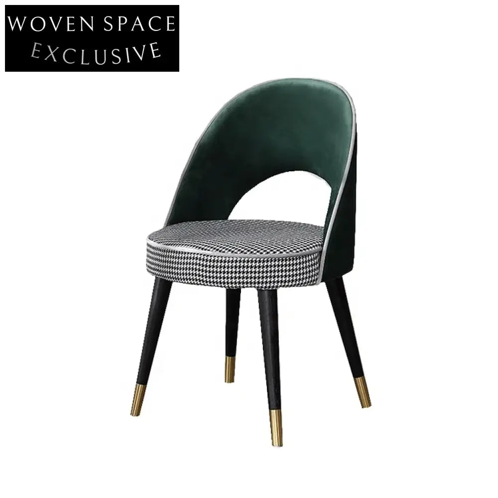 Modern Velvet Nordic Dining Chair with Wooden Legs & Gold Accents