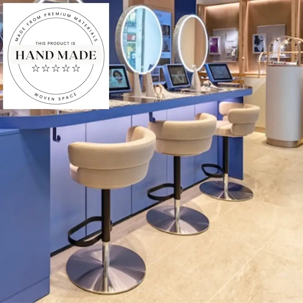 Modern Velvet Rotating Adjustable Stainless Steel Bar Stool