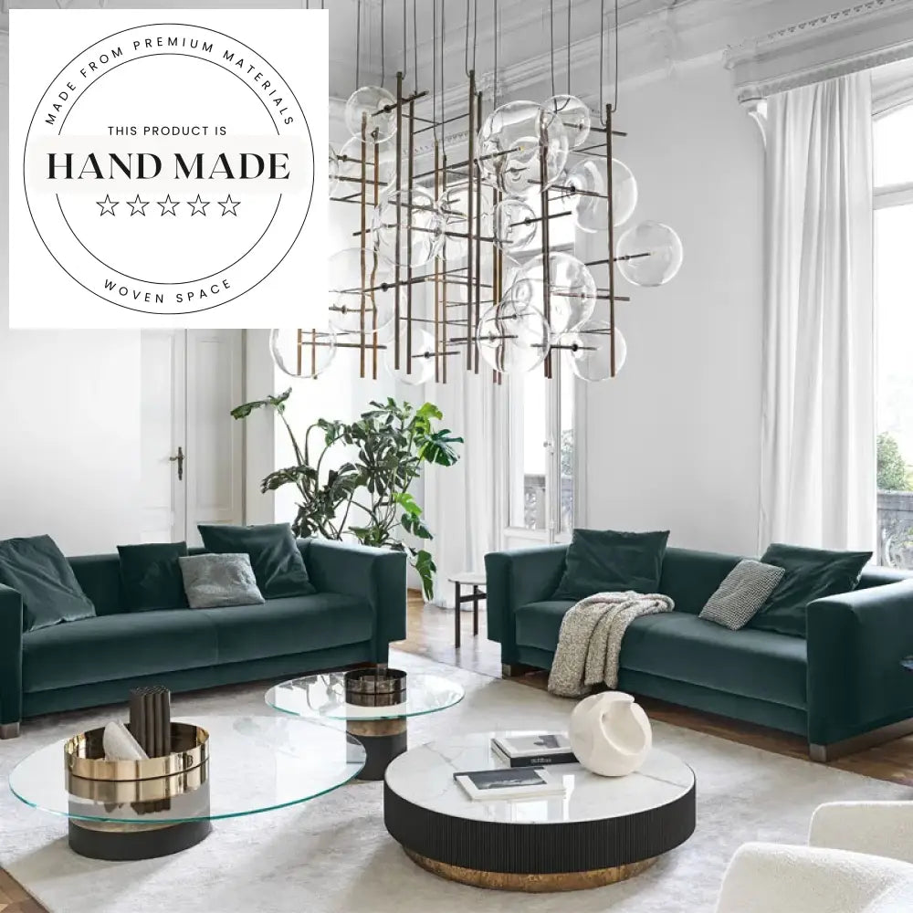 Modern Velvet Sectional Chesterfield Metal Frame Living Room Sofa
